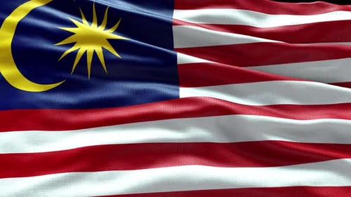 Realistic Waving Malaysian Flag Animation Loop