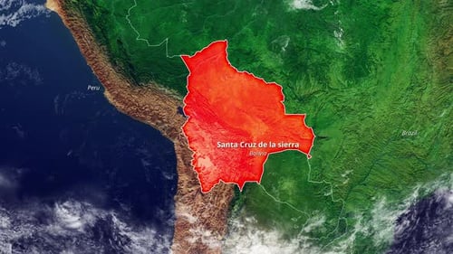 Animated Satellite Map Highlight of Bolivia With City Label