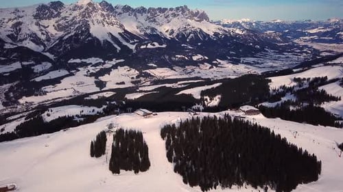 Scenic Aerial View of Majestic Snow-Covered Mountains