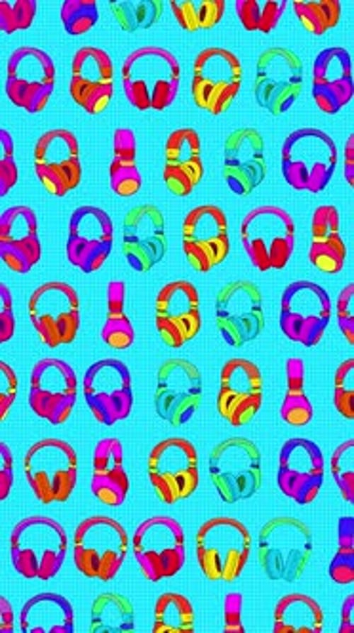 Illustrated Spinning Headphones Portrait Background