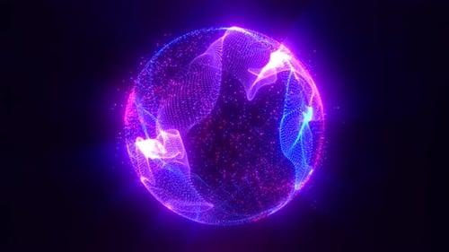 Abstract Digital Particle Sphere Loop Background Animation
