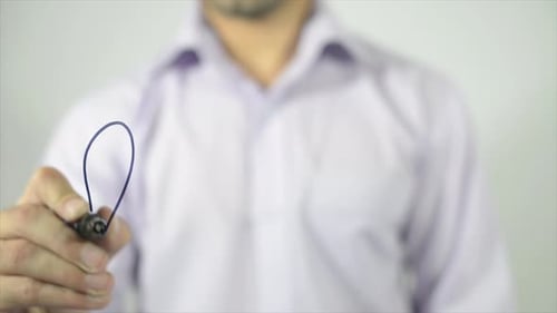 Hand Drawing Location Pin on Clear Surface