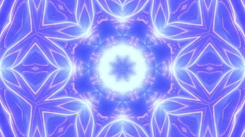 Abstract Glowing Neon Kaleidoscope Pattern Background Loop