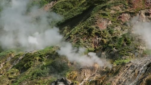 Hot Springs and Fumaroles in Valley of Geysers