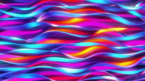 Abstrakte schillernde 3D-Wellen Bunte Neonglühschleife