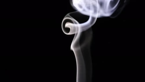 Abstract White Smoke Rising on Black Background