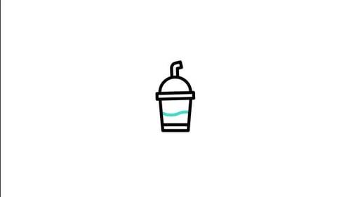 Drink Cup Icon with Wave Fill Flat Design Animation