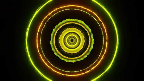 Glänzender Hintergrund mit umgekehrtem Propellermechanismus, Vj Loop, Rot und Limettengrün, 4K