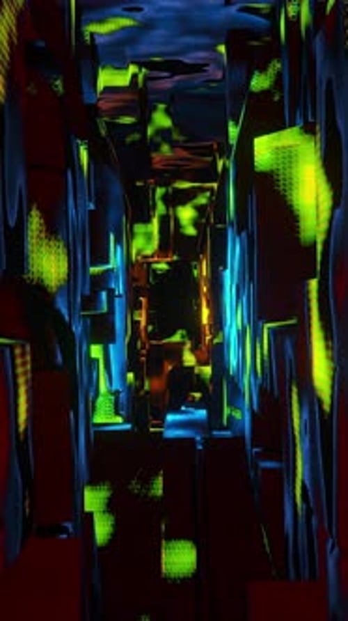 Futuristic Abstract Cyber Tunnel Flythrough Background