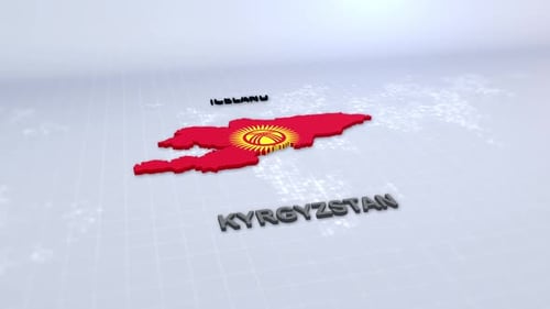 Animated 3D Map of Kyrgyzstan with Flag