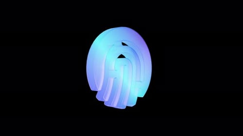 Finger Print Iridescent Glass Icon Rotating