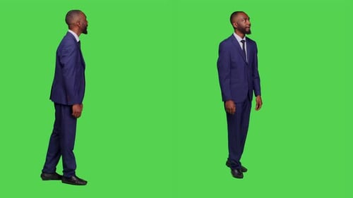 Man In Suit Talking Isolated Over Green Screen