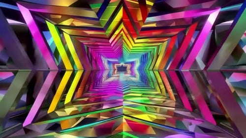 Colorful Star Shaped Abstract Tunnel Motion Background
