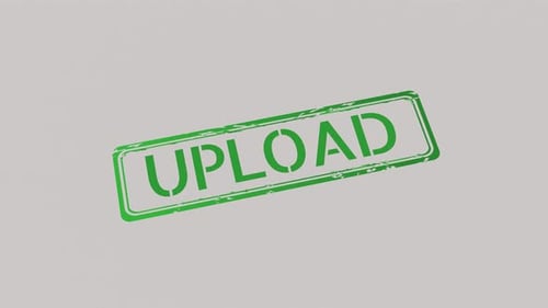 Green Upload Text Rubber Stamp Animation