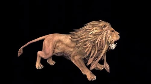 Animated 3D Lion Roaring with Alpha Channel