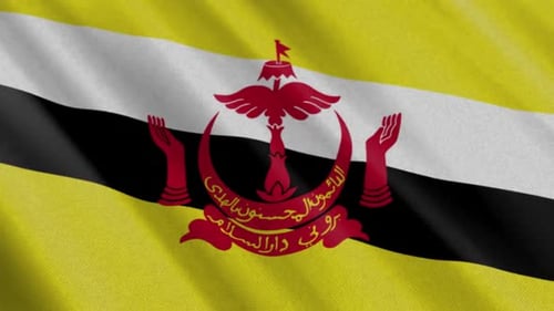 Realistic Brunei Darussalam National Flag Waving Seamless Loop