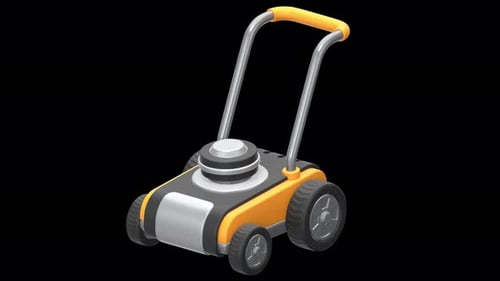 lawn mower 3D Animation, Alpha Channel, Transparent Background