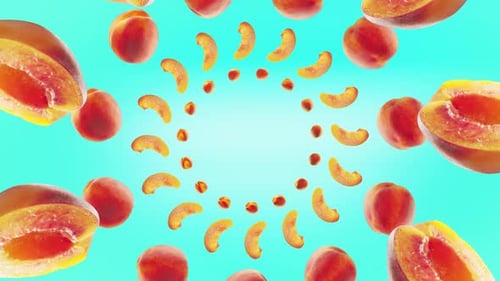 Floating Peaches Abstract Food Animation