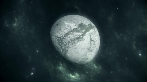 Rotating Abstract Planet in Cosmic Nebula Background