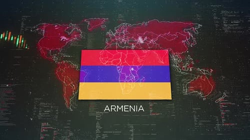 Armenia Stock Market Chart Background With Flag