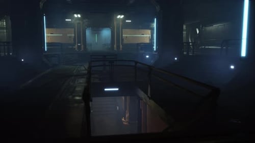 Empty Corridor with Reflective Wall