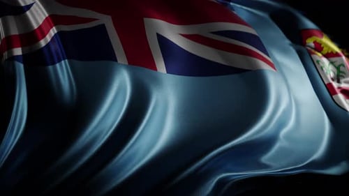 Realistic Fiji Flag Waving Seamless Loop Animation