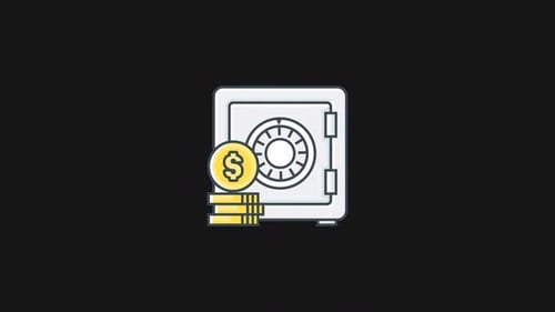 Animated Flat Design Safe And Money Icon