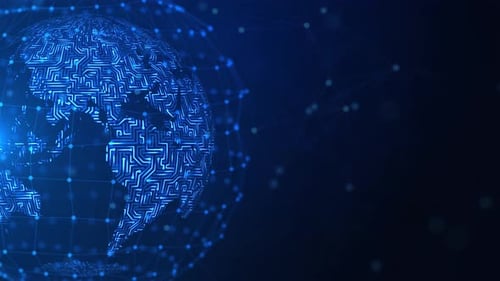 Futuristic Globe Earth Sphere with Network Connection Global Hologram Hud
