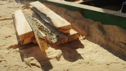 Wood Being Cut in Woodworking Factory