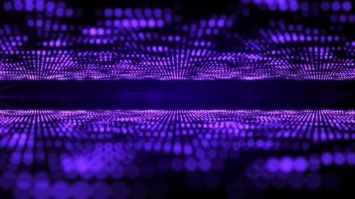 Des
ondes ultraviolettes spéculaires similaires brillent. Paysage animé liquide parallèle de couleur violette. Abstract