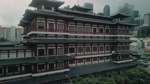 Traditional Chinese Temple in Modern Cityscape