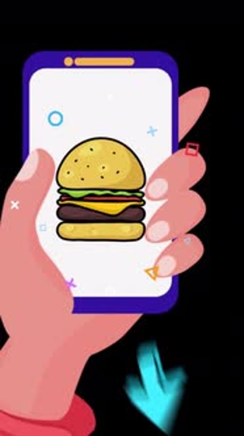 Fast Food Order With Mobile On Alpha Channel Vertical