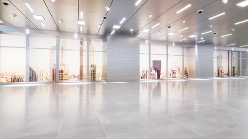 Modern Empty Office Interior with Panoramic City View