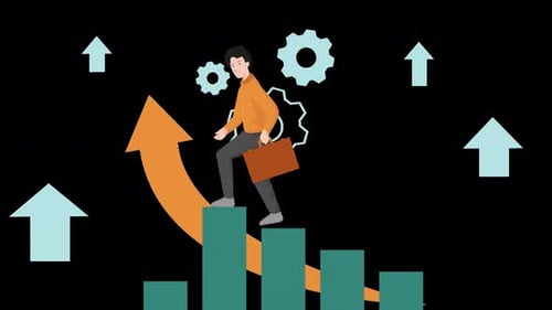 Business growth, career path, climbing the ladder of success, Businessman career advancement 4k