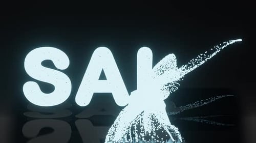 SALE Text Dissolving with Fluid Glowing Particles
