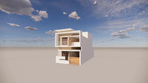 Modernes 3D-Hausmodell mit schwebender Schnittansicht