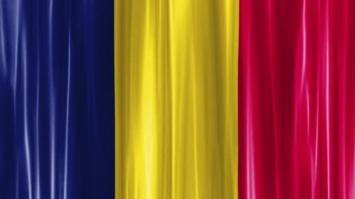 Dynamic Waving Flag with Blue Yellow Red Vertical Stripes