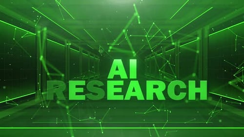Futuristic AI Research Title Animation in Digital Network Environment