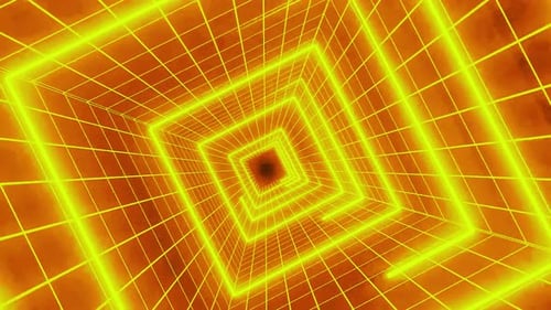 Neon Grid Tunnel Background