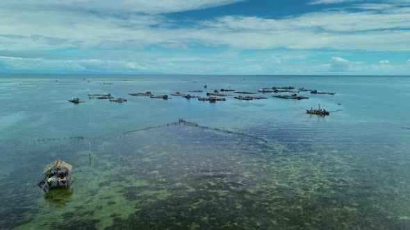 Fish Farm with Cages for Fish and Shrimp, Nature Stock Footage ft ...