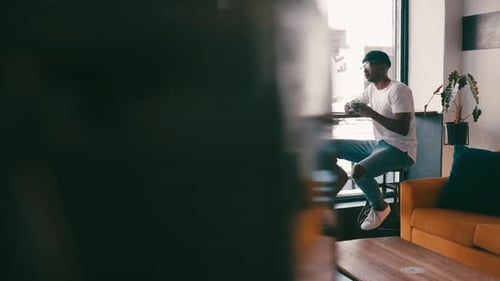 Friends, relax and people in coffee shop talking for bonding, discussion and chatting together