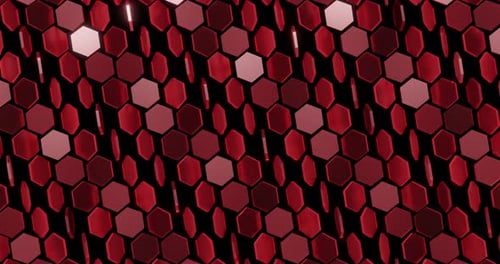 Aggressives rotes Glasstech-Sechseckmuster in 4K-Schleife