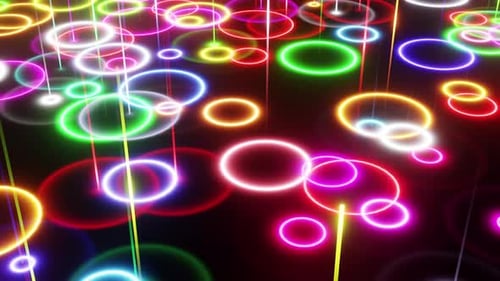 Abstrakter bunter Disco-Wassertropfen VJ Loop 3D-Render. Nachtclub mit mehrfarbigem Laserhintergrund