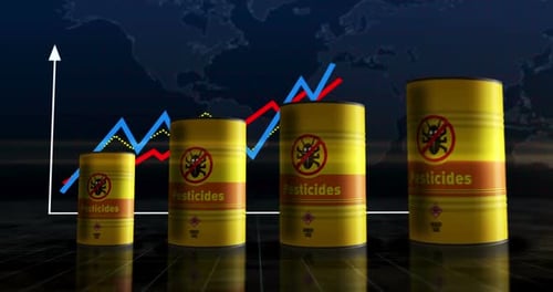 Pesticides barrels on chart