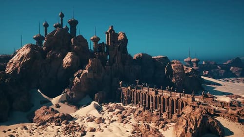 Sunlit Scenic View Sunlit Fortress and Colonnade Scene with Explorer Mood