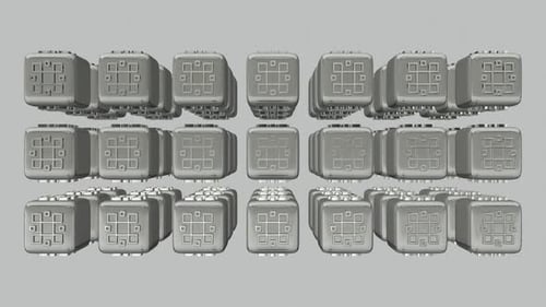Fond de luxe avec cubes argentés rotatifs, rendu 3D exclusif, réflexion, figures