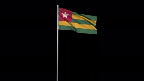Realistic Waving Flag of Togo on Flagpole
