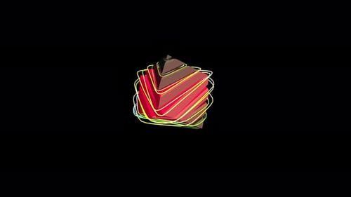 Abstract Rotating Cube with Glitchy Neon Outline