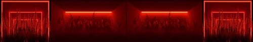 Dynamic Red Neon Geometric Frames and Lines with Grass Loop