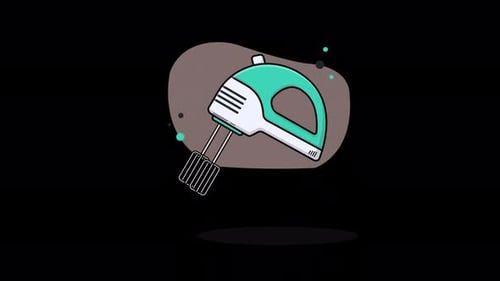 Flat Design Hand Mixer Kitchen Appliance Animated Loop